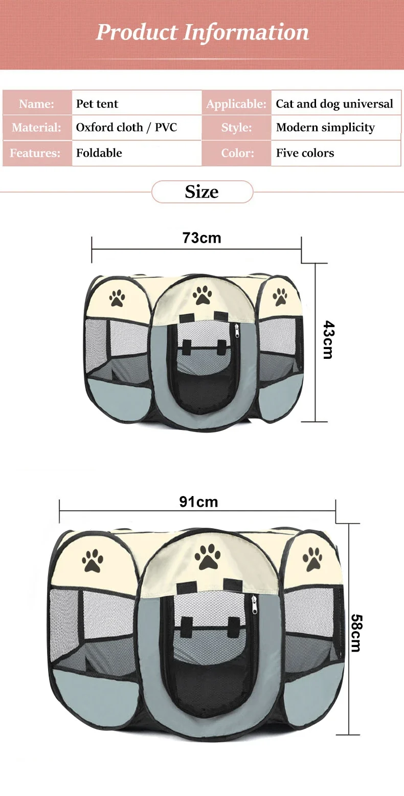 S/M/L Cat Delivery Room Detachable Summer Pet Tent Outdoor Dog Bed Folding Dog Fance Cat Nest Dog Enclosure Cage for Cats Dogs