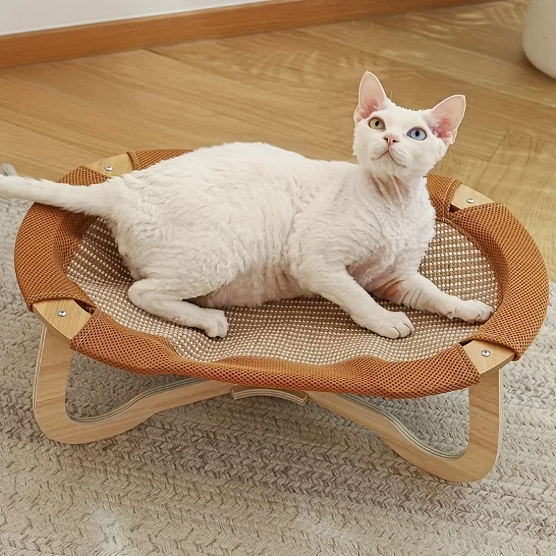 Summer Ice Cooling Pet Bed - Gel-Infused Removable Mat for Cats & Dogs, Breathable Elevated Hammock Design Stays 15°C Cooler