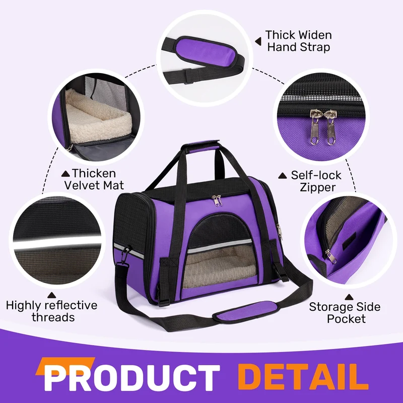 Dog Carrier for Small, Medium Pet Carriers Up to 15Lbs Cat Carrier Soft-Sided Puppy Cat Bag Portable Foldable Airline Approved