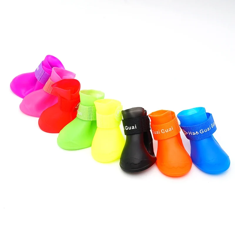 Pet silicone rain shoes anti-dirty non-slip waterproof dog shoes soft bottom footwear small dogs cats teddy Shoes