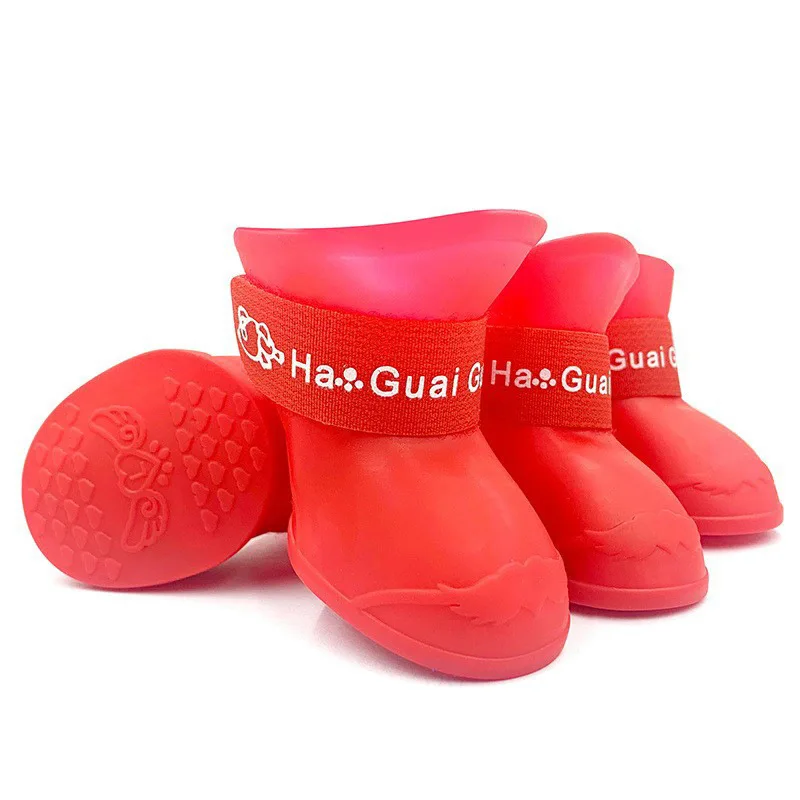 Pet silicone rain shoes anti-dirty non-slip waterproof dog shoes soft bottom footwear small dogs cats teddy Shoes
