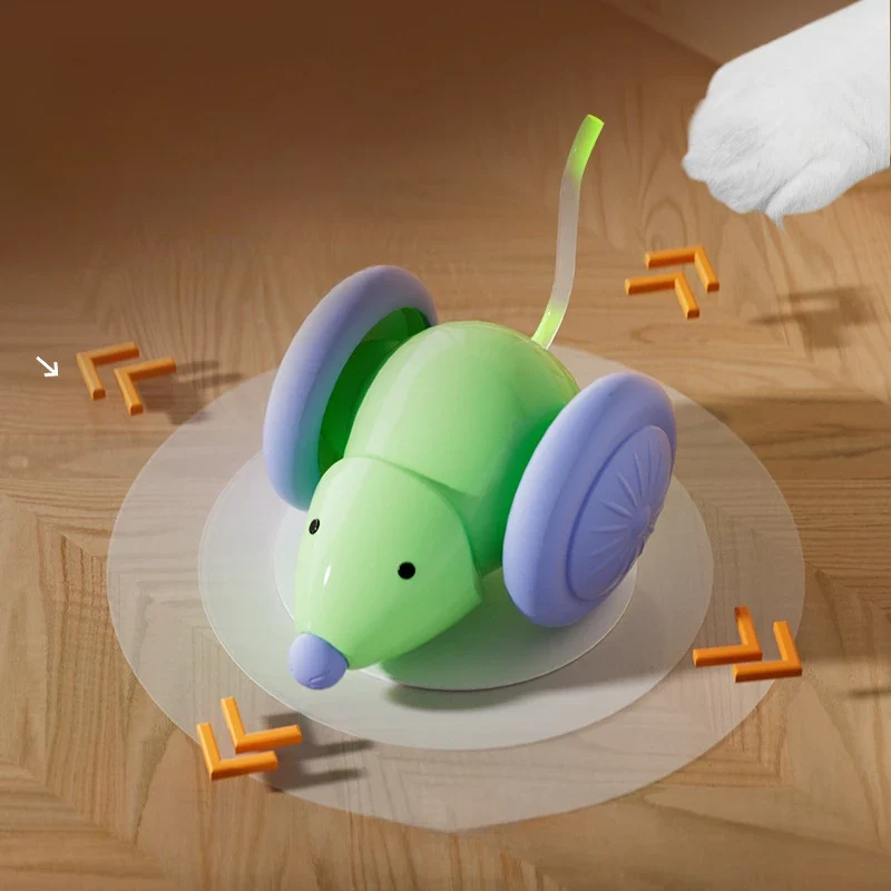 Interactive Cat Toy Electric Mouse Car Automatic Teaser kitten Pet Toys Rechargeable Intelligent Obstacle Avoidance Cat Car Toy