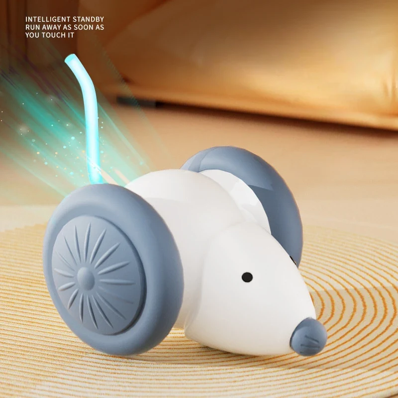 Interactive Cat Toy Electric Mouse Car Automatic Teaser kitten Pet Toys Rechargeable Intelligent Obstacle Avoidance Cat Car Toy