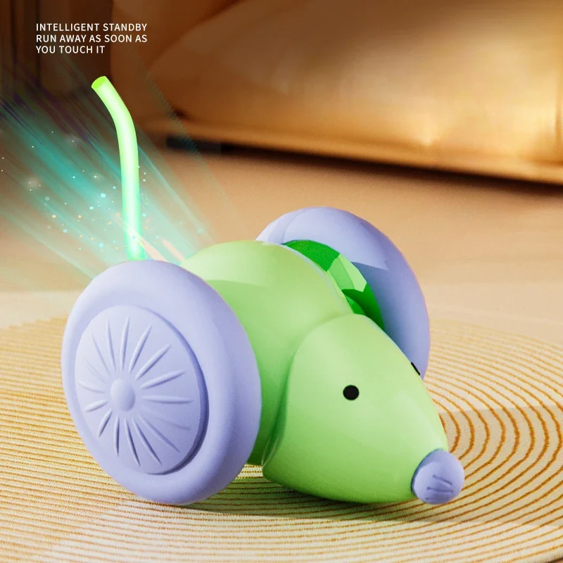 Interactive Cat Toy Electric Mouse Car Automatic Teaser kitten Pet Toys Rechargeable Intelligent Obstacle Avoidance Cat Car Toy