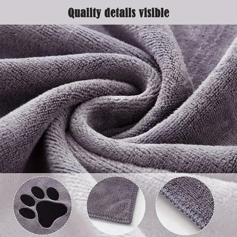 3 Size Options Microfiber Pet Bath Towel Embroidered Super Soft Absorbent Cat for Dogs Grooming Supplies