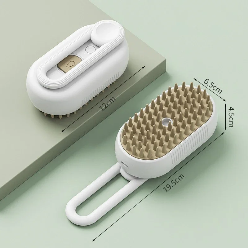 Steamed dog brush with essential oil Electric Spray Cat Hair Brush 3 in1 Dog Steamer Brush for Massage Pet Grooming Removing