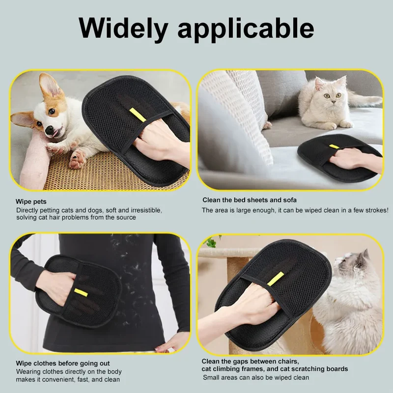 Pet Grooming Gloves Hair Remover Brush Pet Hair Remover Gloves for Dog Cat Rabbit with Long/Short/Curly Hair