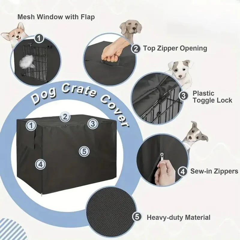 Pet Cage Cover Oxford Pet Crate Cover Pet Crate Cover Windproof Dog Kennel Cover Waterproof Dog Cat Cage Cover For Indoor
