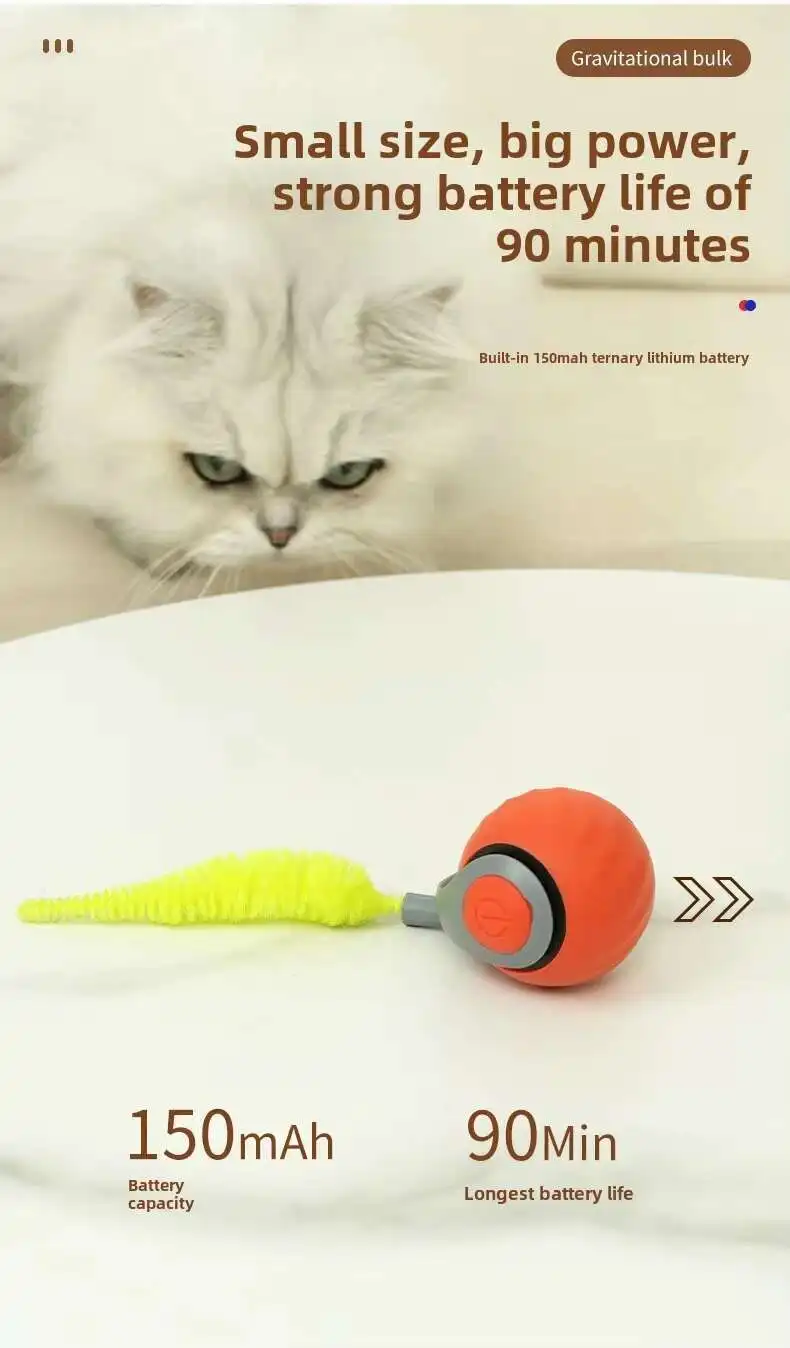 Speedy Tail 2.0 Smart Interactive Cat Toy Automatic Moving Balls for Cats And Dogs Touch Motion Rolling Toy Ball for Pet Gift.
