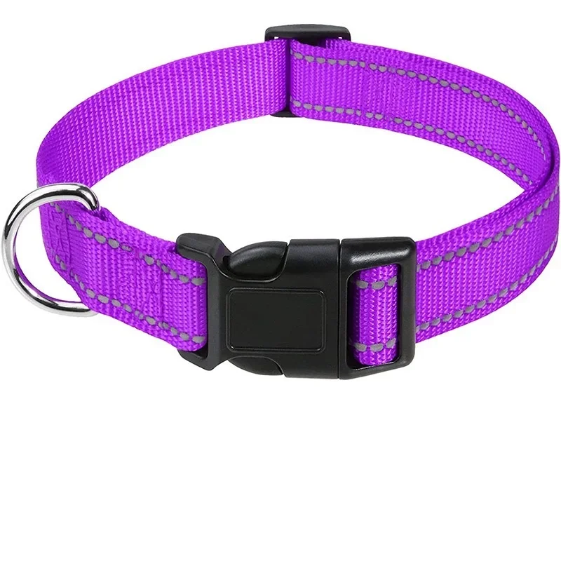 Reflective Dog Collar Strap with Adjustable Safety Nylon Pet Collar Pet Traction Rope Suitable for Small and Medium-Sized Pets