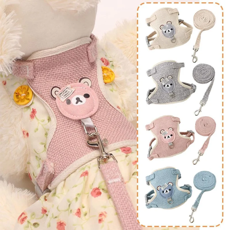 Cat Dog Harness with Lead Leash Adjustable Vest Mesh Breathable Adjustable Chest Harness Outdoor Walking Cat Pet Supplies