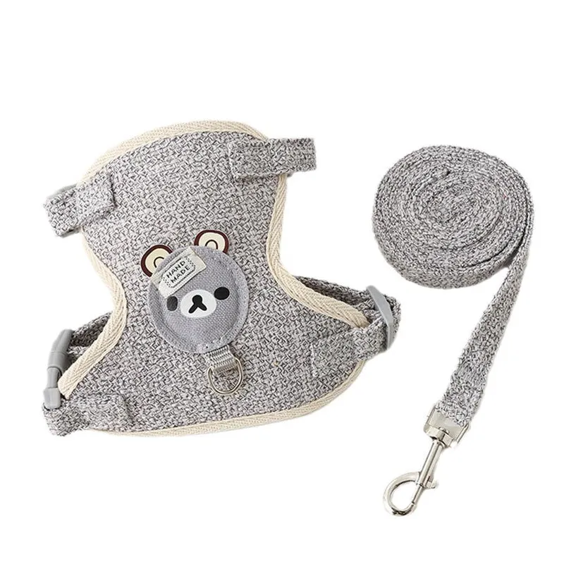 Cat Dog Harness with Lead Leash Adjustable Vest Mesh Breathable Adjustable Chest Harness Outdoor Walking Cat Pet Supplies