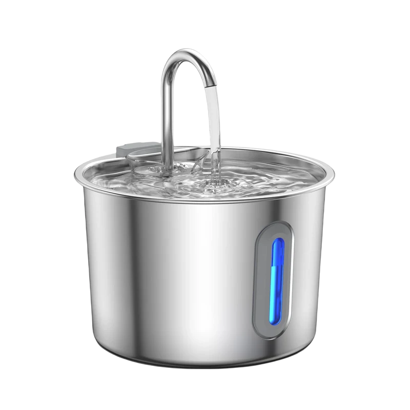 Stainless Steel Cat & Dog Water Fountain 2.2L Ultra Quiet USB Powered Automatic Pet Drinking Fountain Durable for Indoor Pets