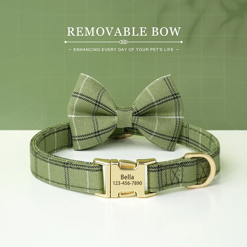 Personalized Dog Collar Cute Bowtie Puppy Cat Free Engraving Pet Buckle Collar For Small Medium Dogs Cats Chihuahua Yorkshire