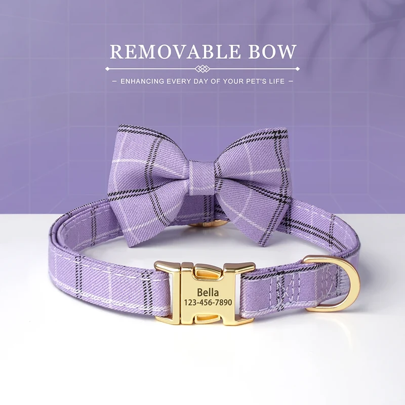 Personalized Dog Collar Cute Bowtie Puppy Cat Free Engraving Pet Buckle Collar For Small Medium Dogs Cats Chihuahua Yorkshire