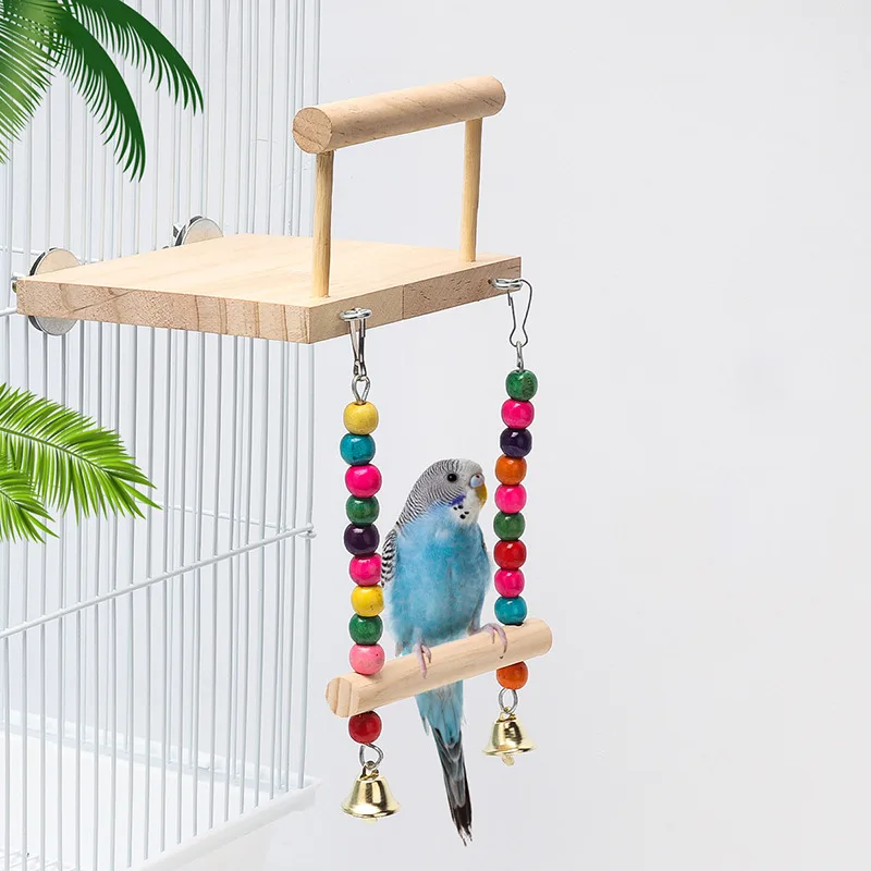 1/8PCS Set Combination Parrot Bird Toys Wood Articles Bite Pet Bird Toys For Parrot Training Bird Toy Swing Ball Bell Standing