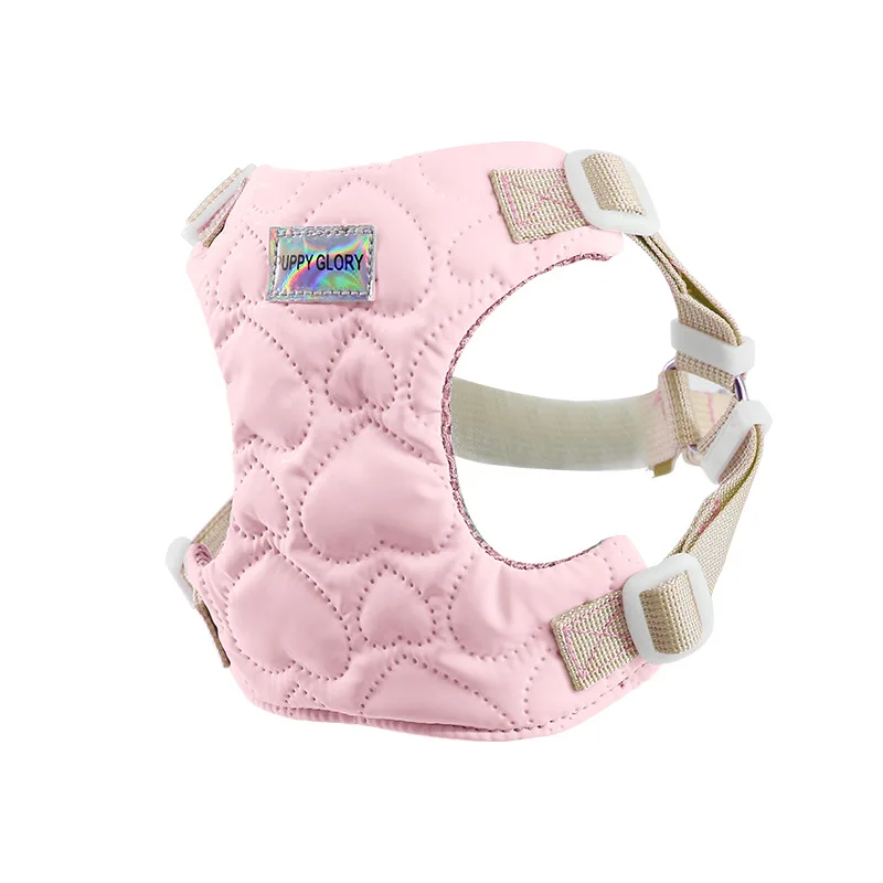 Dog Harness for Small Medium Dogs Cute Heart Pattern Adjustable Nylon Lined Puppy Vest Harness French Bulldog Pet Accessories