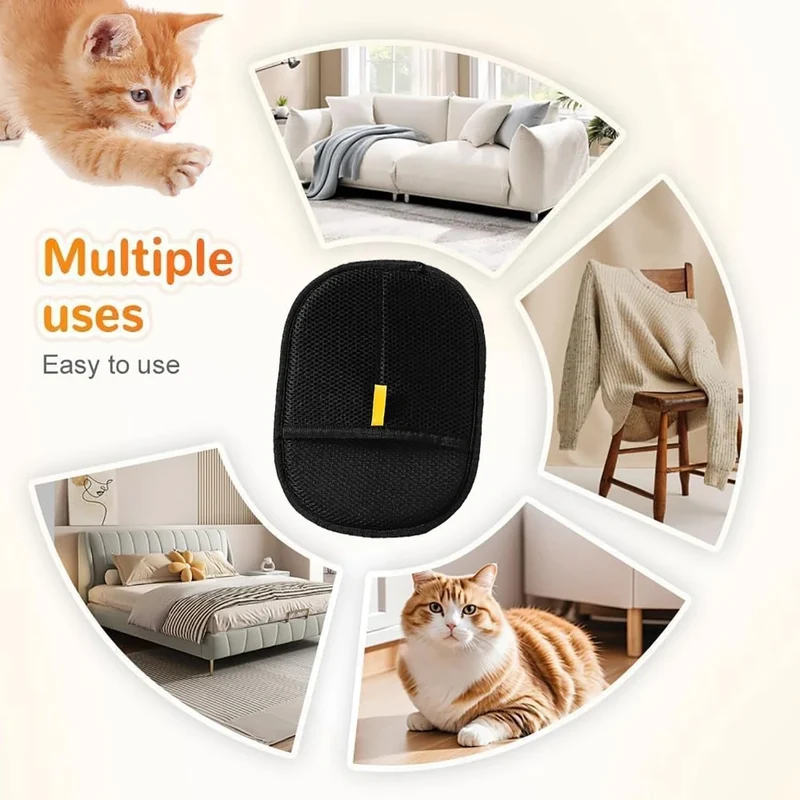 Pet Hair Removal Tool Reusable Static Removal Gloves, Double-Sided Grooming Gloves for Pets, Removes Pet Fur Hair for Carpets