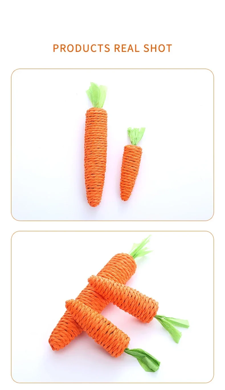 Cat Toy Carrot Sound Pet Products Bite Resistant Paper Rope Scratcher Clean Teeth Interactive Play Cat Carrot Chew Toy for Cat
