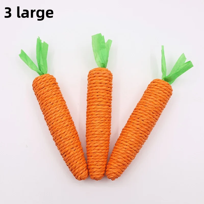 Cat Toy Carrot Sound Pet Products Bite Resistant Paper Rope Scratcher Clean Teeth Interactive Play Cat Carrot Chew Toy for Cat