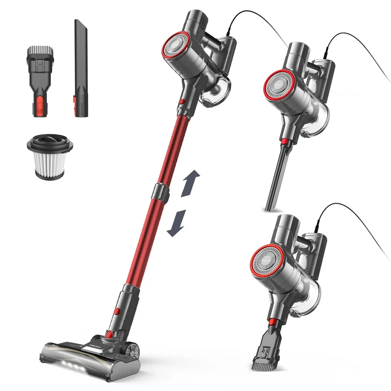 INSE I8 Corded Vacuum Cleaner Free-Stand Stick Vacuum 25KPa 600W Powerful 6 in1 Lightweight Handheld Cleaner for Carpet Pet Hair