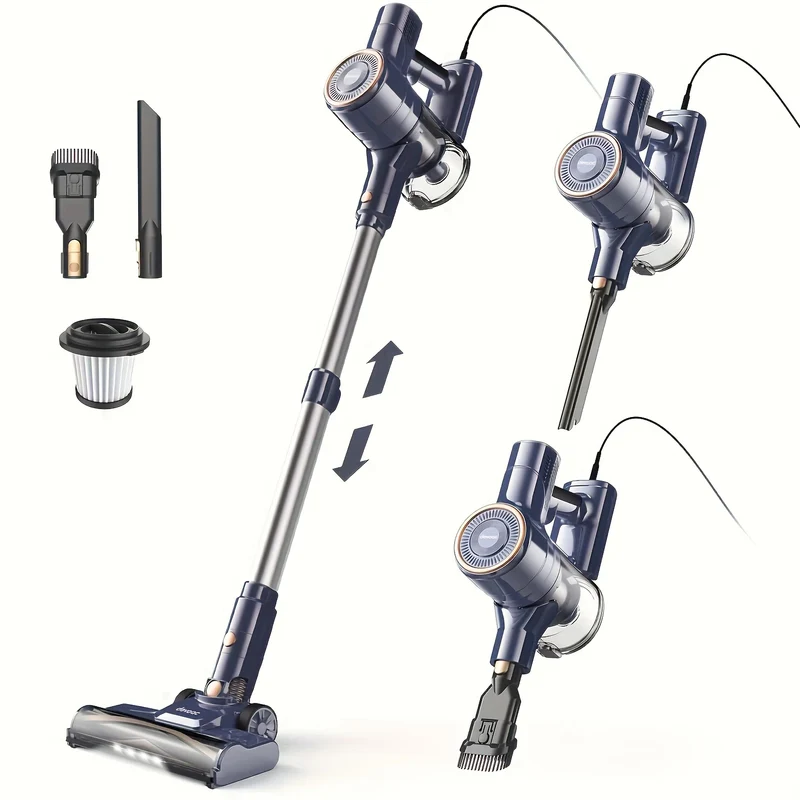 INSE I8 Corded Vacuum Cleaner Free-Stand Stick Vacuum 25KPa 600W Powerful 6 in1 Lightweight Handheld Cleaner for Carpet Pet Hair