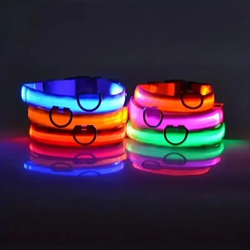 Light Up LED Pet Dog Collar Safety Night Walking Flashing Glow In The Dark LED Pet Dog Battery Collar Small Medium Large Dog