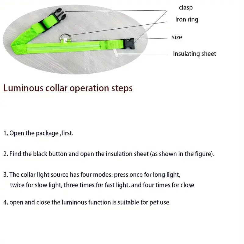 Light Up LED Pet Dog Collar Safety Night Walking Flashing Glow In The Dark LED Pet Dog Battery Collar Small Medium Large Dog