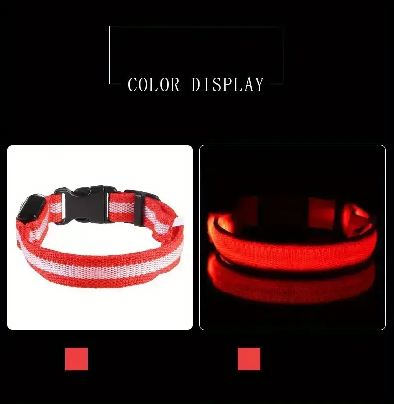 Light Up LED Pet Dog Collar Safety Night Walking Flashing Glow In The Dark LED Pet Dog Battery Collar Small Medium Large Dog