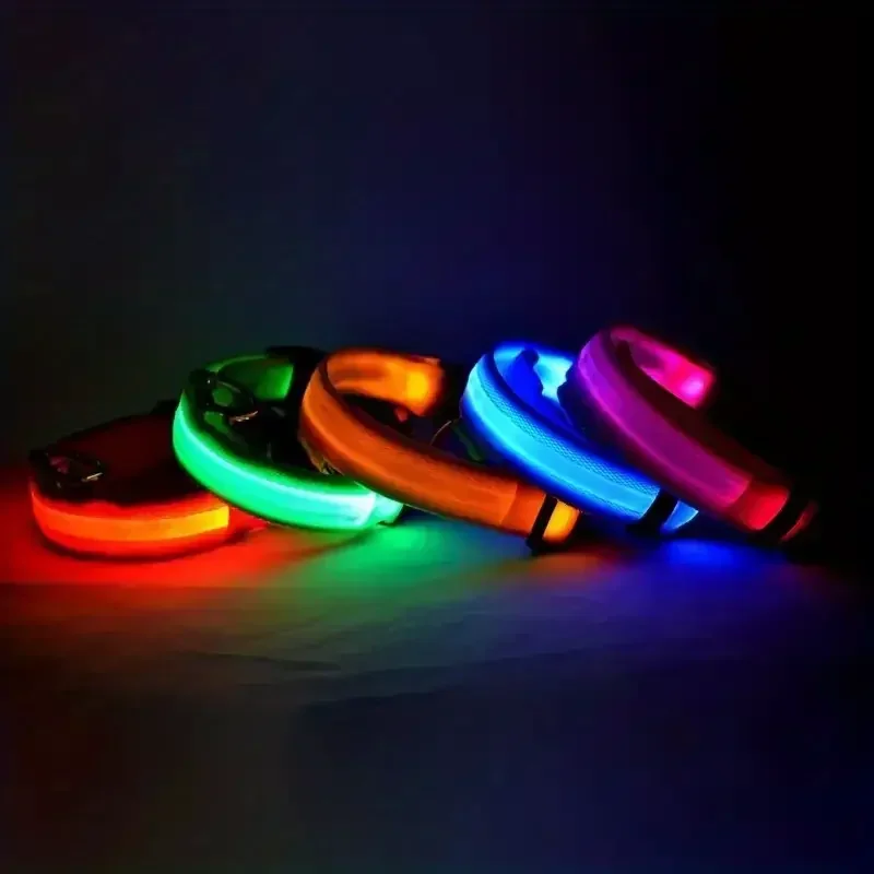 Light Up LED Pet Dog Collar Safety Night Walking Flashing Glow In The Dark LED Pet Dog Battery Collar Small Medium Large Dog