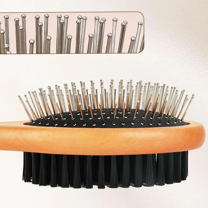 Pet Grooming Brush Double-sided Brush Comb Stainless Steel Needle Bristles Hair Brush Grooming Hair Remover Brush Pet Supplies