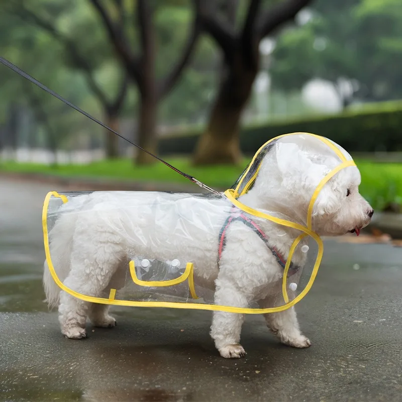 Puppy Raincoat Waterproof Pet Rain Small Medium Dogs Cats Jumpsuit Chihuahua Teddy Hooded Pug Rain Poncho Rainwear GYY01