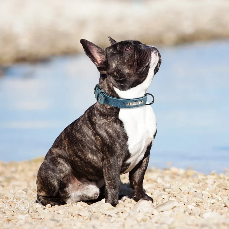 Personalized PU Leather Dog Collar Soft Padded Pet Dog Collars Engraved Name Paw Durable Necklace for Small Medium Large Dogs