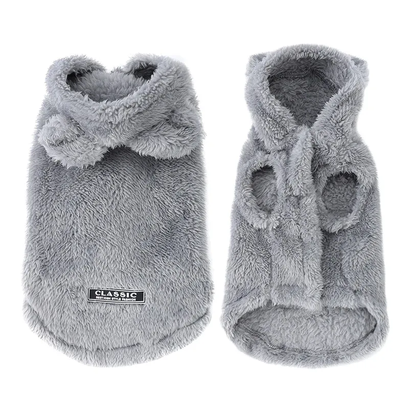 Soft Fleece Pet Dog Clothes Cute Hoodie Coat For Small Medium Dogs Cats Autumn Winter Puppy Hooded Jacket Sweater Pug Apparel