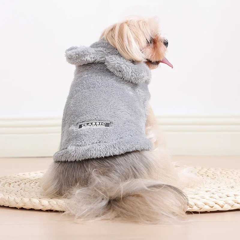 Soft Fleece Pet Dog Clothes Cute Hoodie Coat For Small Medium Dogs Cats Autumn Winter Puppy Hooded Jacket Sweater Pug Apparel