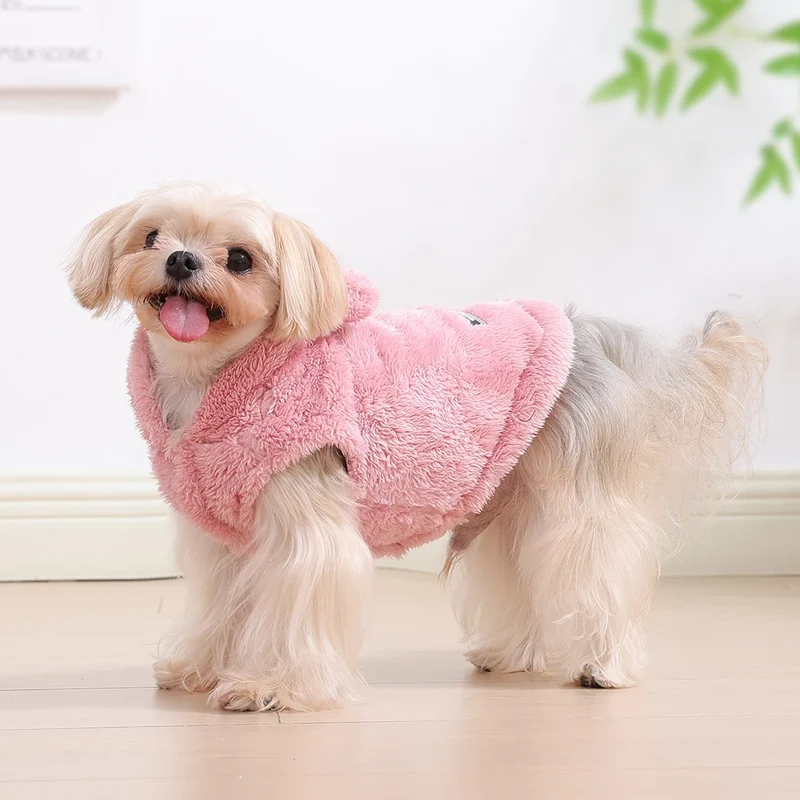 Soft Fleece Pet Dog Clothes Cute Hoodie Coat For Small Medium Dogs Cats Autumn Winter Puppy Hooded Jacket Sweater Pug Apparel
