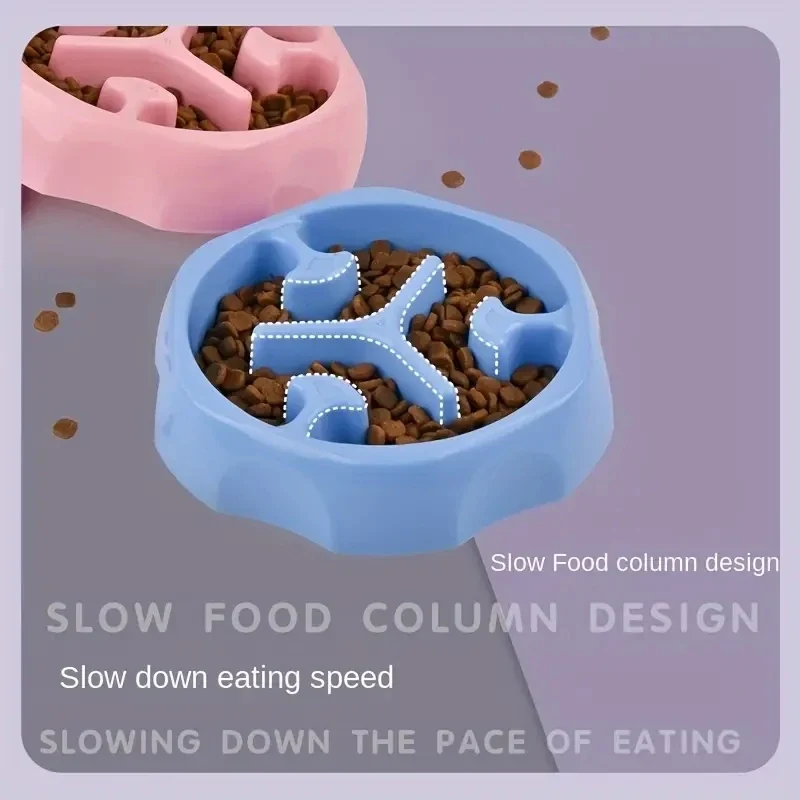 Pet Supplies Color Slow Feeder Cat Bowl Anti-choking Plastic Dog Puzzle Food Bowl, Dog Water Basin For Anxiety Relief