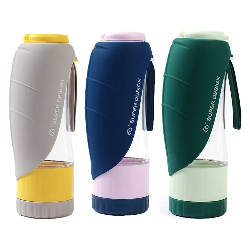 Outdoor Tritan+Silicone Dog Water Bottle Folding Water Slot Leak Proof Pet Water Dispenser Portable Dual-use Pet Feeder Dog