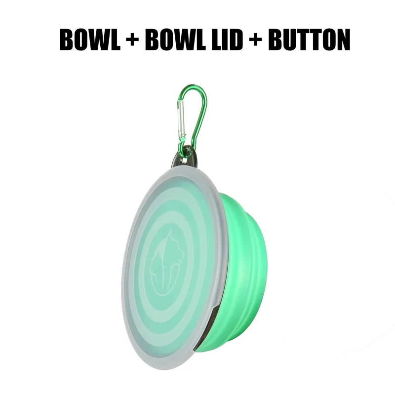 Pet Collapsible Black Frame Bowl Keychain Portable Travel Food Water Dish Dog Cat BPA Free Silicone Lightweight Pet Feeding Bowl