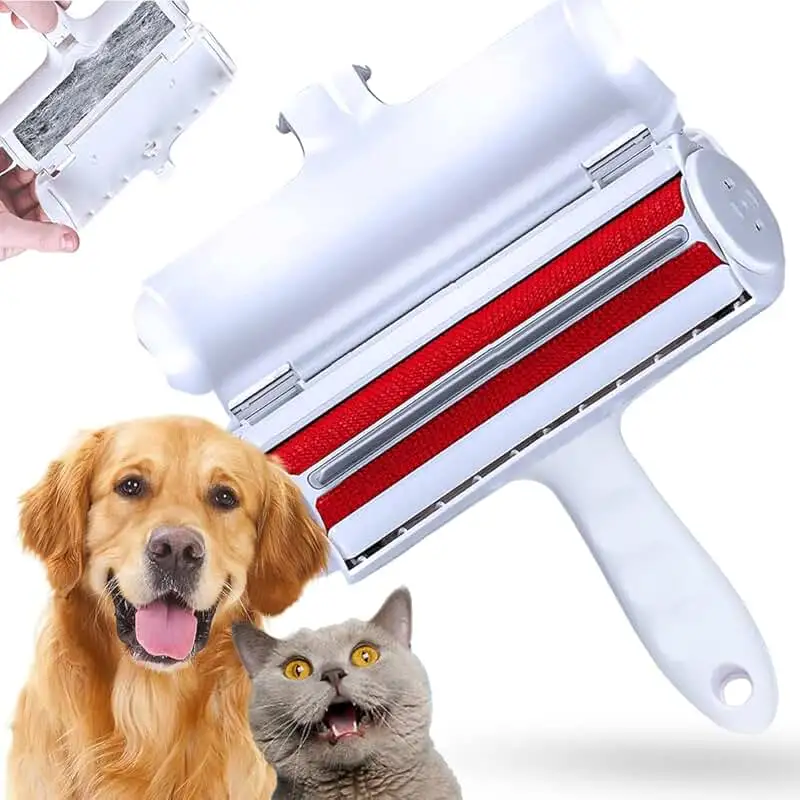 Pet Hair Remover for Cats and Dogs Reusable Self-Cleaning Cotton Plush Roller Set Suitable for Beds Sofas Carpets Cat Beds