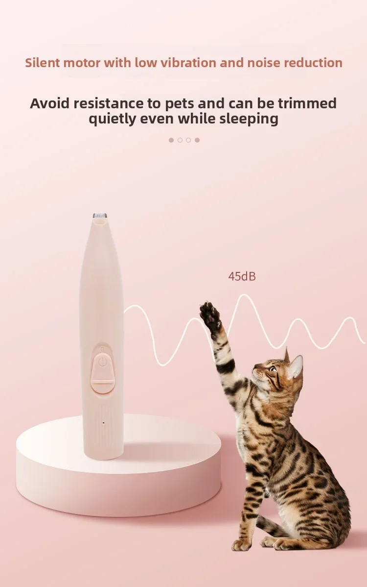 Pet electric clipper, pet foot hair trimmer, 360 ° pet hair trimmer, pet beauty and hairdressing trimmer, USB charging 500mah