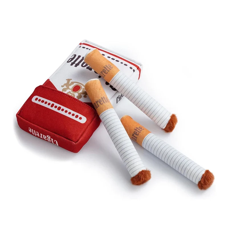 Creative Cigarette Interactive Giggles Dog Toys Funny Interactive Plush Dog Toys Funny Plush Chewing Toy Cigaret Box Pet Gifts
