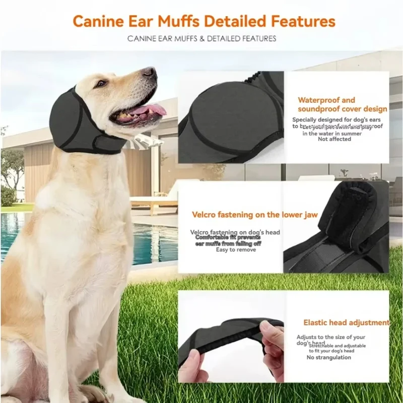 Noise Reduction Dog Ear Covers Hearing Protection Anti-noise Dog Calming Earmuff Waterproof Adjustable Pet Ear Muffs