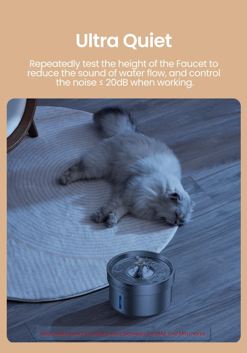 ROJECO Stainless Steel Pet Drinking Fountain Automatic Cat Water Fountain Smart Pet Water Dispenser for Dog Cat Drinking Supply