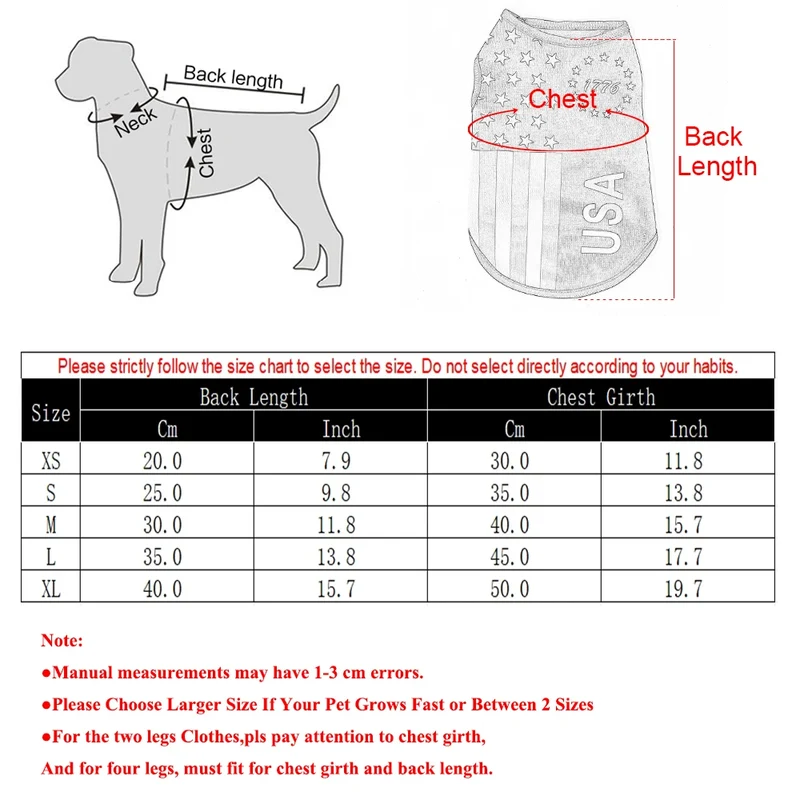 Summer Cool Dog Clothes Mesh Breathable Vest For Small Dogs Cats Independence Day Pet T-shirt Two-legged Clothing Teddy Costume
