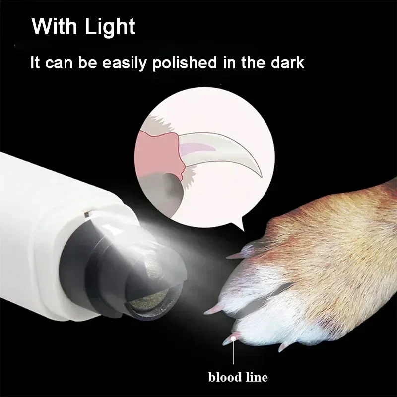 Electric Dog Nail Clippers for Dog Nail Grinders Rechargeable USB Charging LED Light Pet Cat Paws Nail Grooming Supplies