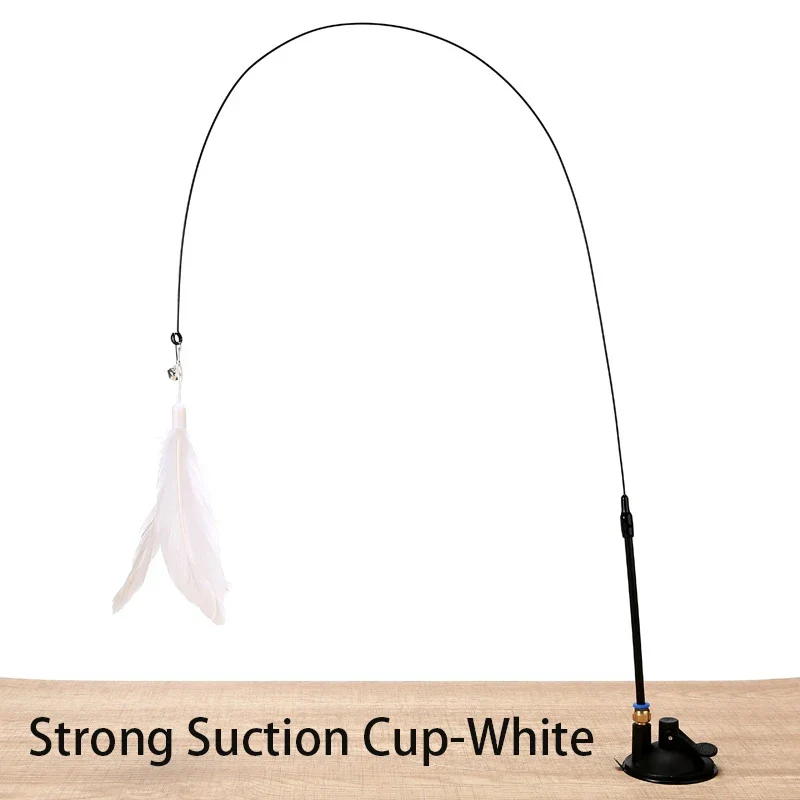 Interactive Cat Toy Handfree Cat Stick Kitten Playing Teaser Wand Toy Suction Cup Feather Wand Pet Supplies Simulation Feather