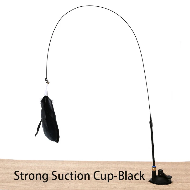 Interactive Cat Toy Handfree Cat Stick Kitten Playing Teaser Wand Toy Suction Cup Feather Wand Pet Supplies Simulation Feather