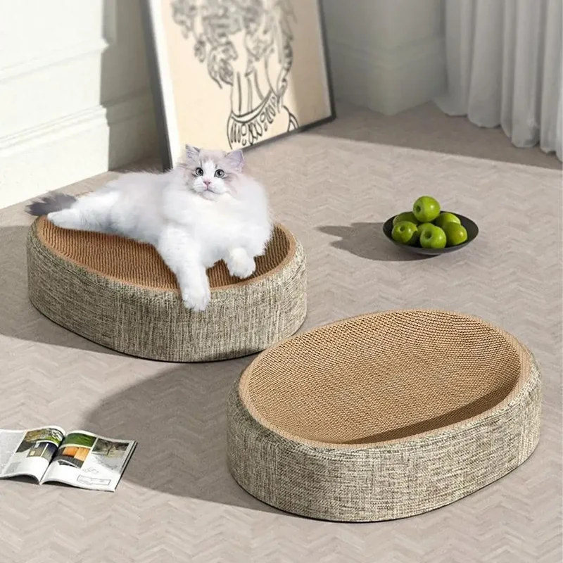 Oval Shape Scratch Pad For Cats sisal Scratching Cat Bed Multifunctional Pet Sleeping Mat Cat Scratch Bed For Cats To Rest