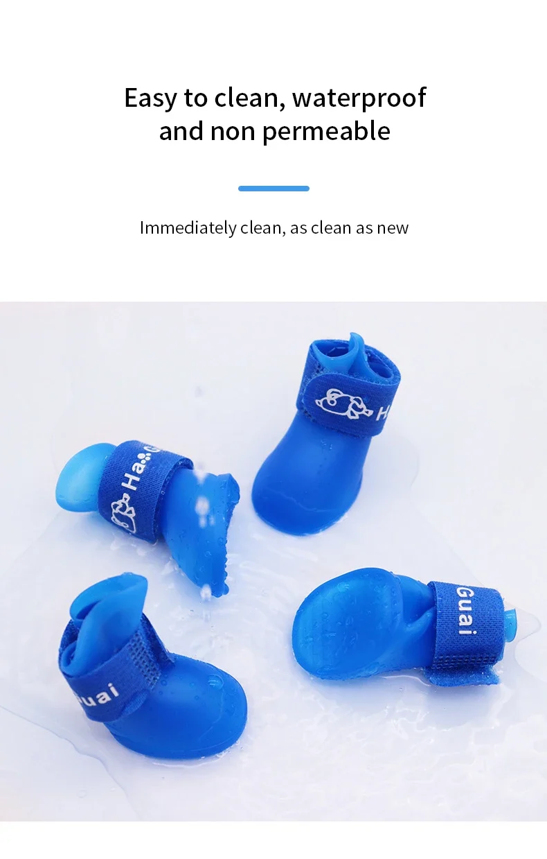 4Pcs Pet Waterproof Raincoat Anti-slip Rubber Boot For Small Medium Large Dogs Cats Outdoor Shoe Dog Ankle Boots Pet Rain Shoes